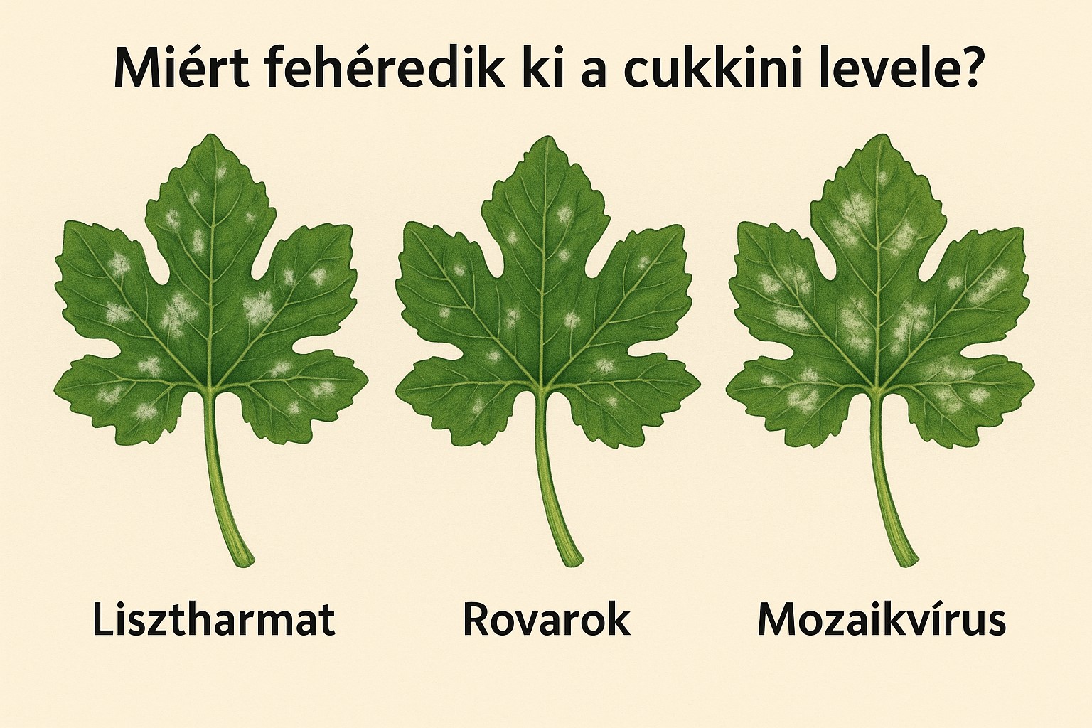Cukkini levél fehérdeése képeken